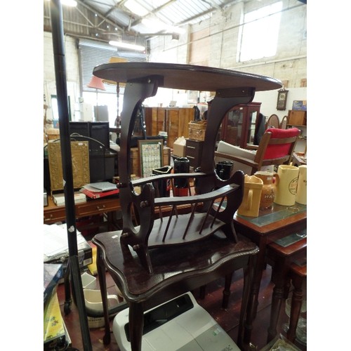 234 - POLISHED DARK WOOD SIDE TABLE WITH A MATCHING MAGAZINE RACK/SIDE TABLE.