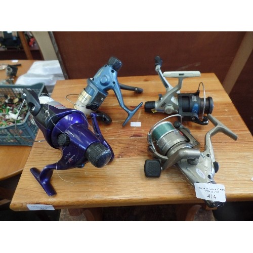 414 - 4 X FISHING REELS. INC MITCHELL MC 407, ZEBCO COOL 520 5-BALL BEARINGS, REDWOLF RD 401, REDWOLF PANF... 