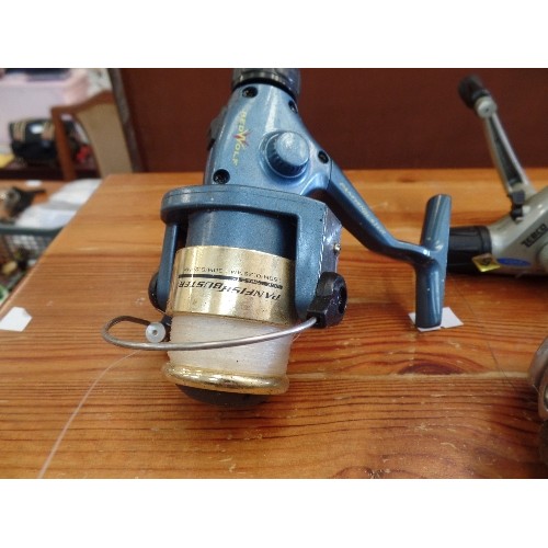 414 - 4 X FISHING REELS. INC MITCHELL MC 407, ZEBCO COOL 520 5-BALL BEARINGS, REDWOLF RD 401, REDWOLF PANF... 