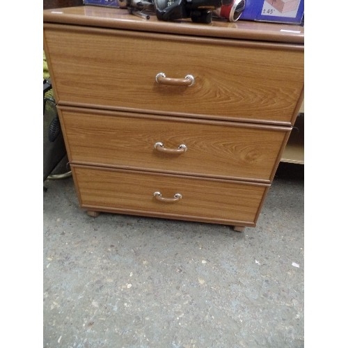 363 - 2 X 3 DRAWER CHESTS/BEDSIDES. WOOD EFFECT. 60CM W.