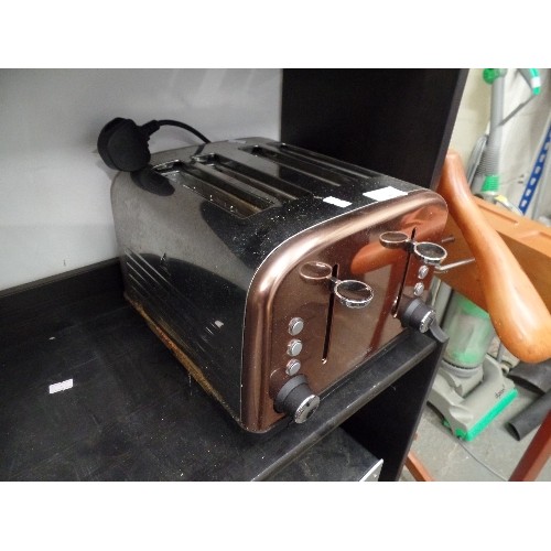 483 - 4 SLICE TOASTER IN CHROME AND ROSE GOLD BY COOK WORKS