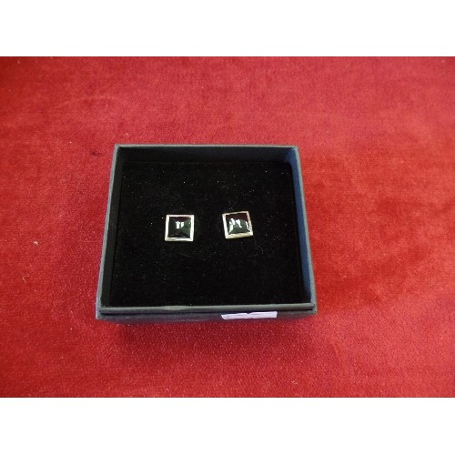 26 - A PAIR SILVER 925 CUFFLINKS WITH JET STONES VERY CLASSICAL