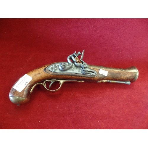 22 - A REPLICA BLUNDERBUS, FLINTLOCK PISTOL WITH BELT LOOP