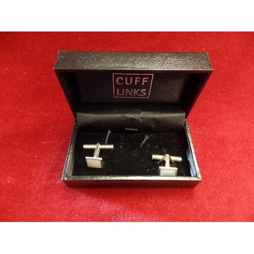 37 - A PAIR OF BOXED SILVER 925 CUFFLINKS WITH MOTHER-O-PEARL FACES