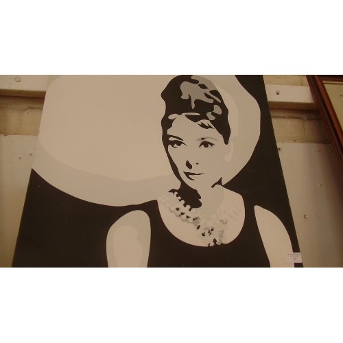 67 - CONTEMPORARY AUDREY HEPBURN ARTWORK. MONOCHROME.