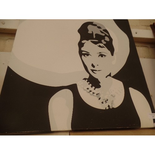 67 - CONTEMPORARY AUDREY HEPBURN ARTWORK. MONOCHROME.