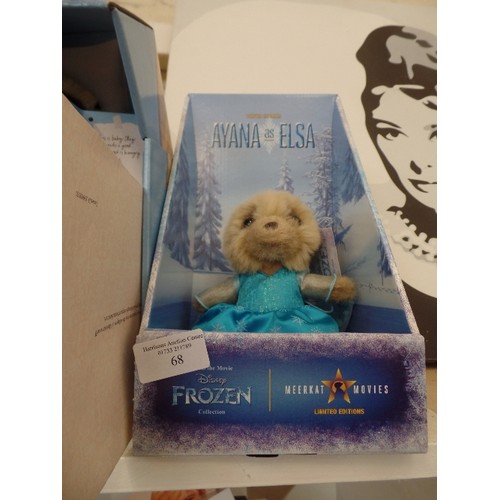 68 - 3 LIMITED EDITION MEERKATS FROM COMPARE THE MARKET. AYANA AS ELSA FROM FROZEN, OLEG AS BEAST FROM BE... 