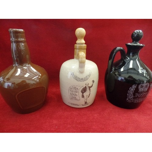 75 - 3 BRANDED LIQUOR BOTTLES. INCLUDING A SPODE CHIVAS BROTHERS, PICKWICK RARE SCOTCH WHISKY, AND A 1977... 