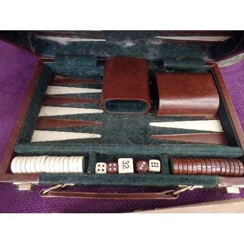 96 - VINTAGE GAMES LOT. BACKGAMMON, CRIBBAGE, DOMINOES, TIC-TAC-TOE, & A SHINY 'GOLD' PLAYING CARD SET.