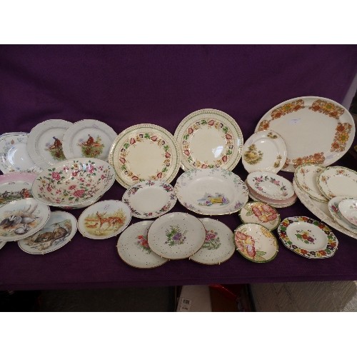 97 - QUANTITY OF MIXED VINTAGE CHINA. MOST WITH PLATE HANGERS. INCLUDES WOODS-JERUSALEM 'BRIER', PHEASANT... 