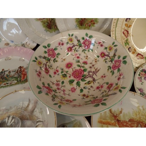 97 - QUANTITY OF MIXED VINTAGE CHINA. MOST WITH PLATE HANGERS. INCLUDES WOODS-JERUSALEM 'BRIER', PHEASANT... 