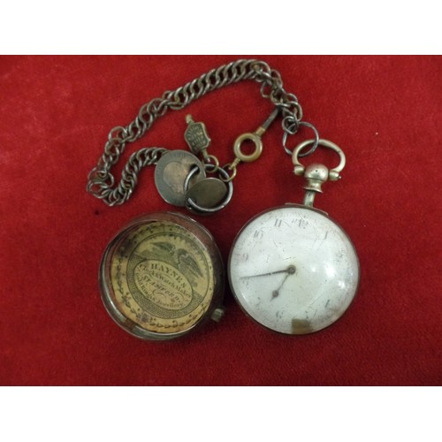 60 - AN ANTIQUE PAIR CASED POCKET WATCH WITH VERGE FUSEE MOVEMENT, BY JOHN TASKER OF FALKINGAM (FOLKINGHA... 