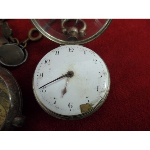 60 - AN ANTIQUE PAIR CASED POCKET WATCH WITH VERGE FUSEE MOVEMENT, BY JOHN TASKER OF FALKINGAM (FOLKINGHA... 