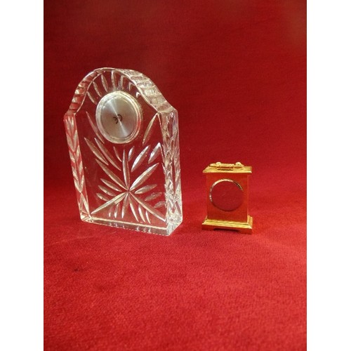 1 - ROYAL DOULTON GLASS CLOCK PLUS ONE MINIATURE BRASS CLOCK