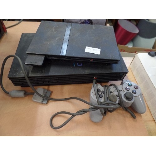 240B - SONY PLAYSTATION 2 ORIGINAL, AND A SLIMLINE. SONY CONTROLLER.