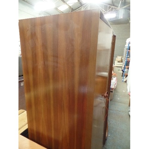 335A - SMALL MID CENTURY WALNUT VENEERED DOUBLE G-PLAN WARDROBE WITH INTERNAL SHELVES RH SIDE