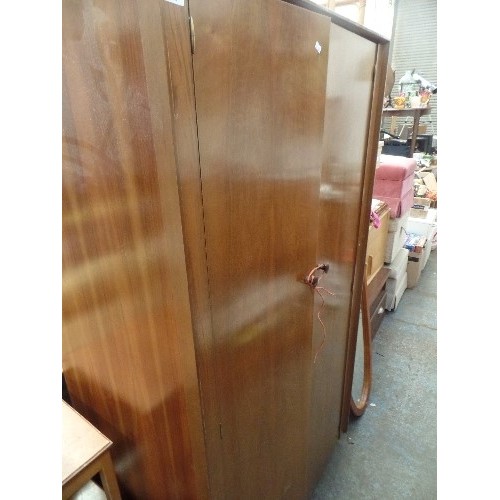 335A - SMALL MID CENTURY WALNUT VENEERED DOUBLE G-PLAN WARDROBE WITH INTERNAL SHELVES RH SIDE