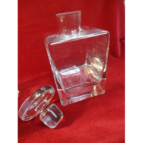 3 - PAIR OF SQUARE CONTEMPORARY STYLE SPIRIT DECANTERS BY LSA INTERNATIONAL GLASS - 22CM