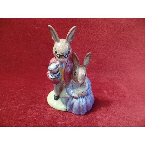 6 - 5 ROYAL DOULTON BUNNYKINS FIGURES - FAMILY EVENTS. INCLUDES BRIDE & GROOM, FATHER MOTHER AND VICTORI... 