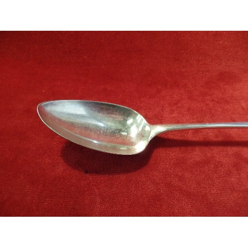 27 - VICTORIAN STERLING SILVER TABLE SPOON - FIDDLE PATTERN - LONDON 1843, JOHN WEST. 75 GRAMS