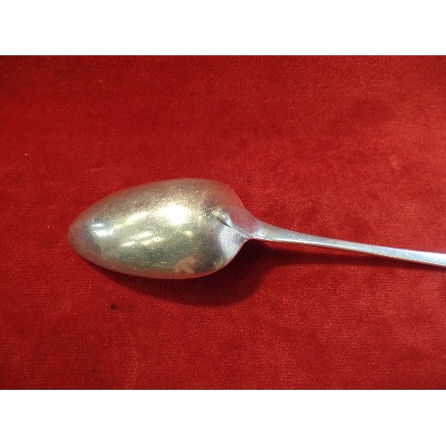 27 - VICTORIAN STERLING SILVER TABLE SPOON - FIDDLE PATTERN - LONDON 1843, JOHN WEST. 75 GRAMS