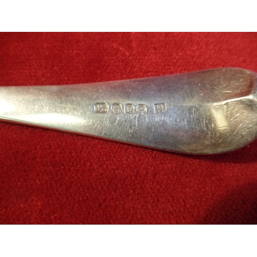 27 - VICTORIAN STERLING SILVER TABLE SPOON - FIDDLE PATTERN - LONDON 1843, JOHN WEST. 75 GRAMS