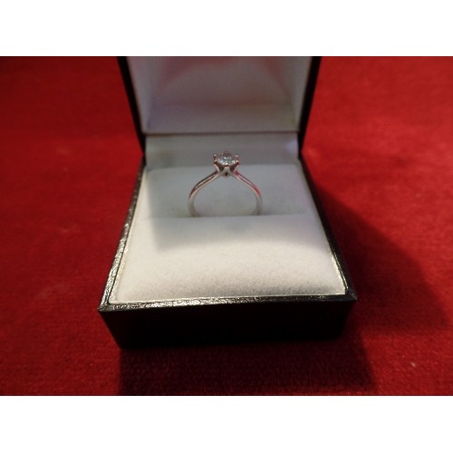 39 - 18CT WHITE GOLD RING SET WITH A BRILLIANT CUT SOLITAIRE DIAMOND .50 CARAT - SIZE J - 2.5 GRAMS