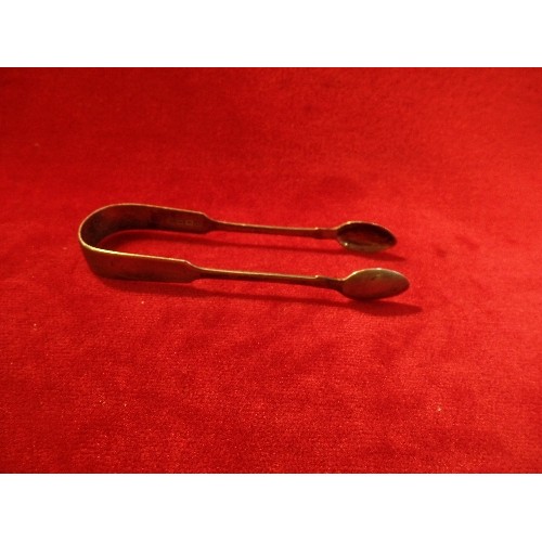 28 - VICTORIAN STERLING SILVER SUGAR TONGS, FIDDLE PATTERN, EXETER 1843, JAMES ANDREW PAGE - 29 GRAMS