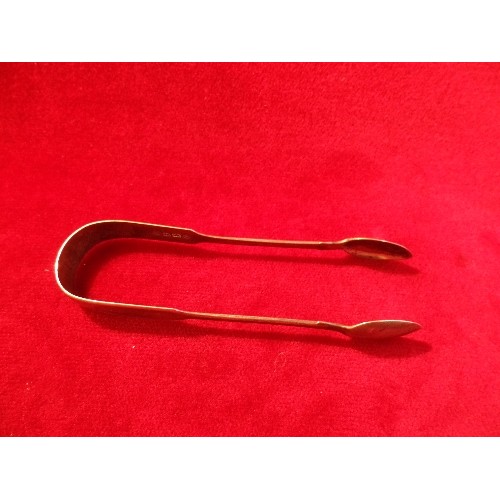 28 - VICTORIAN STERLING SILVER SUGAR TONGS, FIDDLE PATTERN, EXETER 1843, JAMES ANDREW PAGE - 29 GRAMS