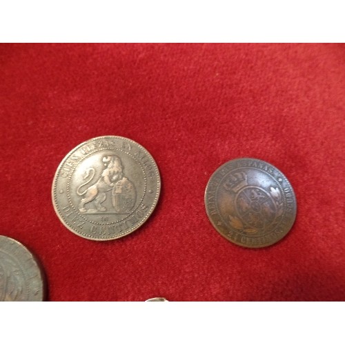 75 - INTERESTING LOT OF EARLY SPANISH AND SPANISH COLONIAL COINS INCLUDING SILVER. MADRID 1785 2 REALES, ... 