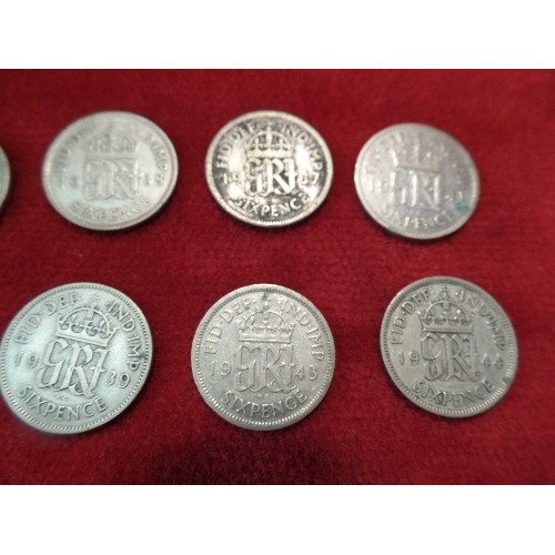 77 - COLLECTION OF GEORGE VI SILVER CONTENT SIXPENCE COINS - ALL YEARS 1937 TO 1946