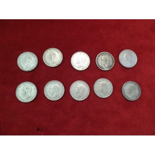 77 - COLLECTION OF GEORGE VI SILVER CONTENT SIXPENCE COINS - ALL YEARS 1937 TO 1946