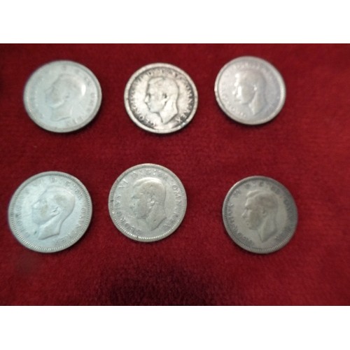 77 - COLLECTION OF GEORGE VI SILVER CONTENT SIXPENCE COINS - ALL YEARS 1937 TO 1946