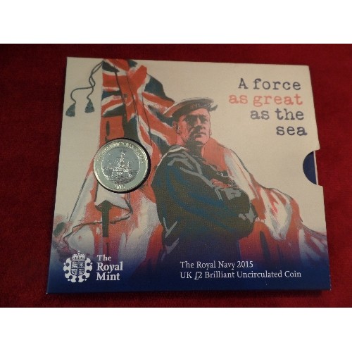 78 - AN UNCIRCULATED ROYAL NAVY 2015 £2.00 COIN IN PROTECTIVE COVER WITH BOOKLET AND SLEEVE AND A WWF 50p... 