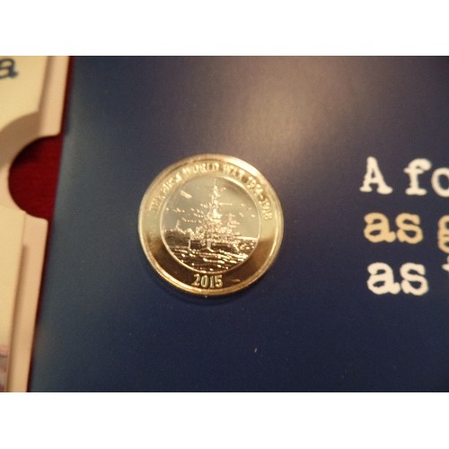 78 - AN UNCIRCULATED ROYAL NAVY 2015 £2.00 COIN IN PROTECTIVE COVER WITH BOOKLET AND SLEEVE AND A WWF 50p... 