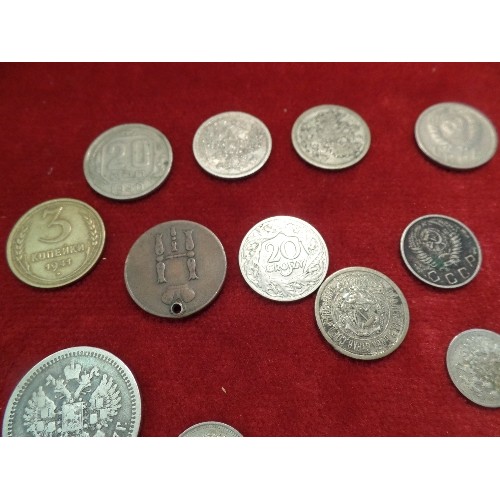 80 - TRAY OF INTERESTING RUSSIAN COINS INC 5 KOPEK 1790 CATHERINE THE GREAT, 5 KOPEK 1875 ALEXANDER 11, 1... 