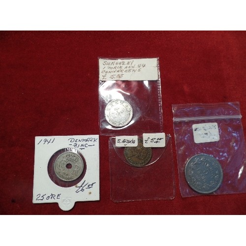 82 - TUB OF MIXED COINS, BRITISH AND FOREIGN, SOME SILVER. INCLUDES WILLIAM & MARY HALFPENNY 1694, GEO II... 