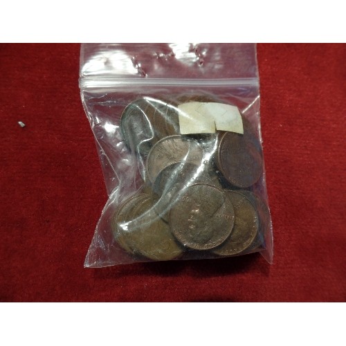 82 - TUB OF MIXED COINS, BRITISH AND FOREIGN, SOME SILVER. INCLUDES WILLIAM & MARY HALFPENNY 1694, GEO II... 