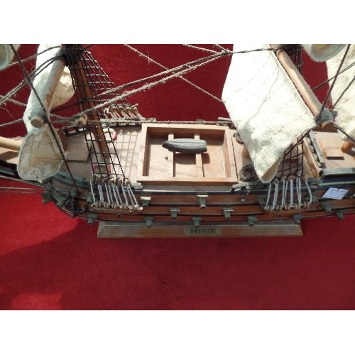 101 - A VINTAGE WOODEN MODEL OF NELSON'S FLAGSHIP HMS VICTORY - 50CM X 45CM