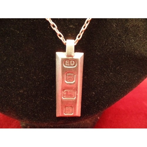 56B - A SILVER INGOT ON SILVER CHAIN WEIGHT 17.59gr