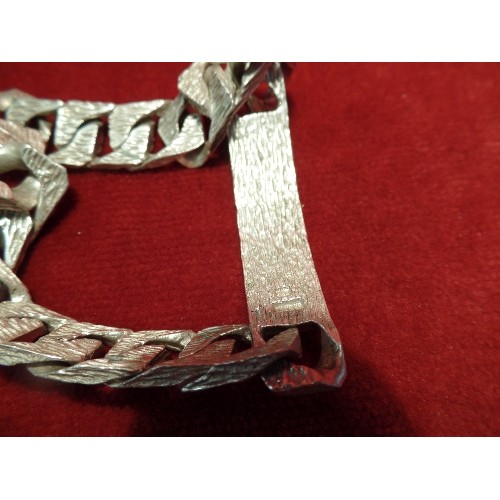 56D - A HEAVY SILVER I.D. BRACELET LIGHTLY MARKED WITH NAME (MAHIS) WEIGHT 51.35