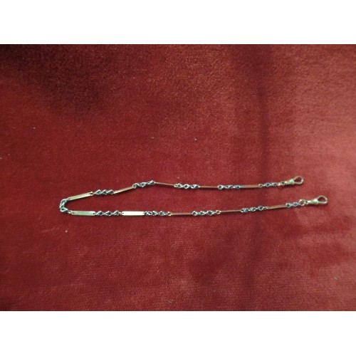 69G - LADIES 18ct GOLD WATCH CHAIN WITH INTERMITTENT CHAINS OF PLATINUM WEIGHT 12.82gr