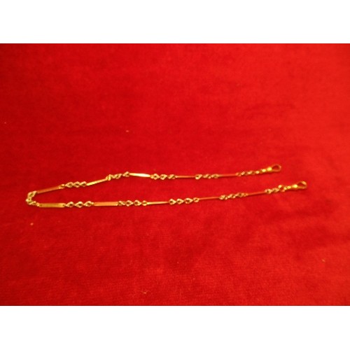 69G - LADIES 18ct GOLD WATCH CHAIN WITH INTERMITTENT CHAINS OF PLATINUM WEIGHT 12.82gr