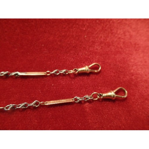 69G - LADIES 18ct GOLD WATCH CHAIN WITH INTERMITTENT CHAINS OF PLATINUM WEIGHT 12.82gr