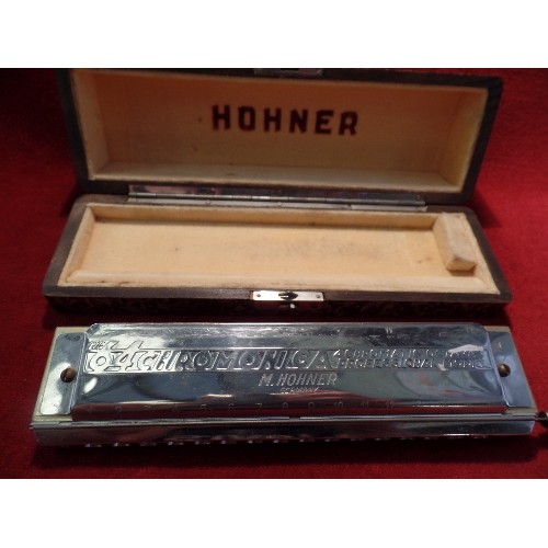 94 - VINTAGE HOHNER 64 CHROMONICA  HARMONICA IN ORIGINAL CASE