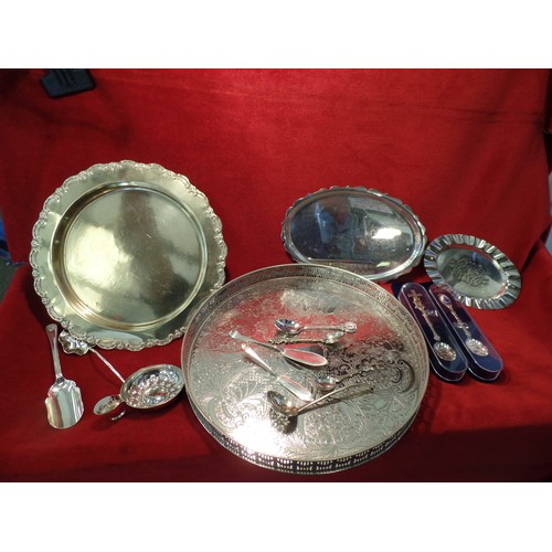 93 - SELECTION OF SILVER PLATED ITEMS INC A GALLERIED TRAY BY TALBOTS OF SHEFFIELD, A 