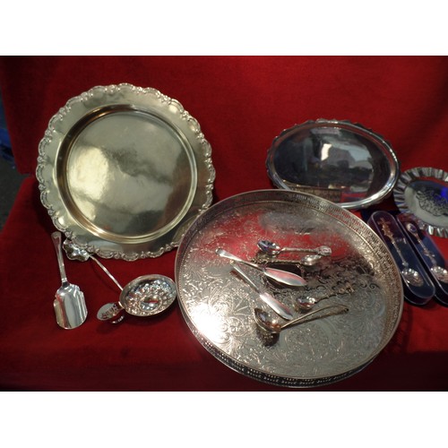 93 - SELECTION OF SILVER PLATED ITEMS INC A GALLERIED TRAY BY TALBOTS OF SHEFFIELD, A 