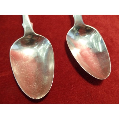 35 - PAIR OF GEORGIAN STERLING SILVER FIDDLE PATTERN DESSERT SPOONS, DUBLIN 1810, WILLIAM WARD - 67 GRAMS