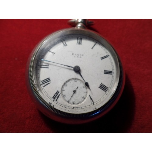 60E - A LARGE ELGIN USA 15 JEWELS POCKET WATCH WITH SUBSIDIARY SECONDS DIAL. SCREW CASE BACK. INSIDE CASE ... 