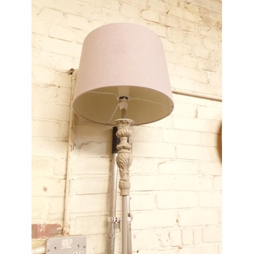 200 - STANDARD LAMP AND SHADE IN MID-GREY.